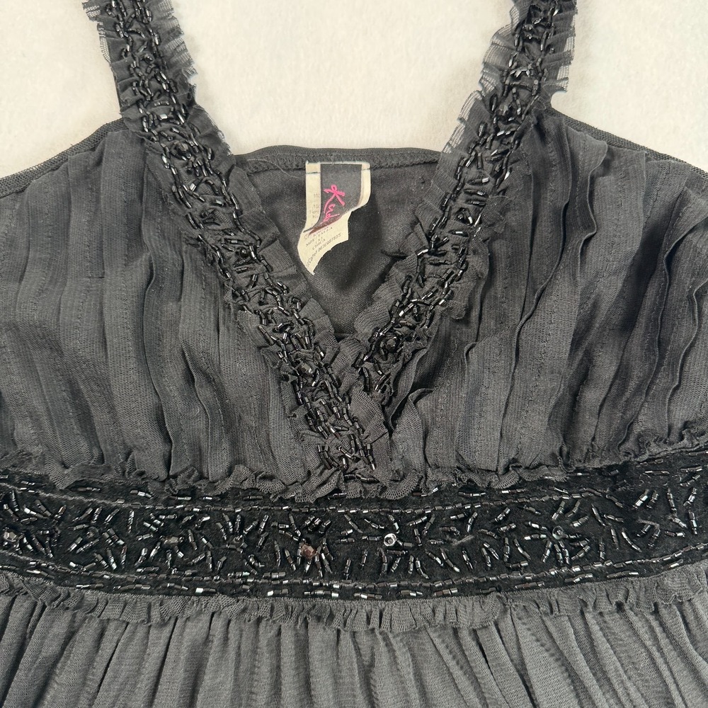 Vintage Y2K Black Ruffle Lace Babydoll Cami Top S Coquette Dark Fairy Whimsigoth - Picture 6 of 9